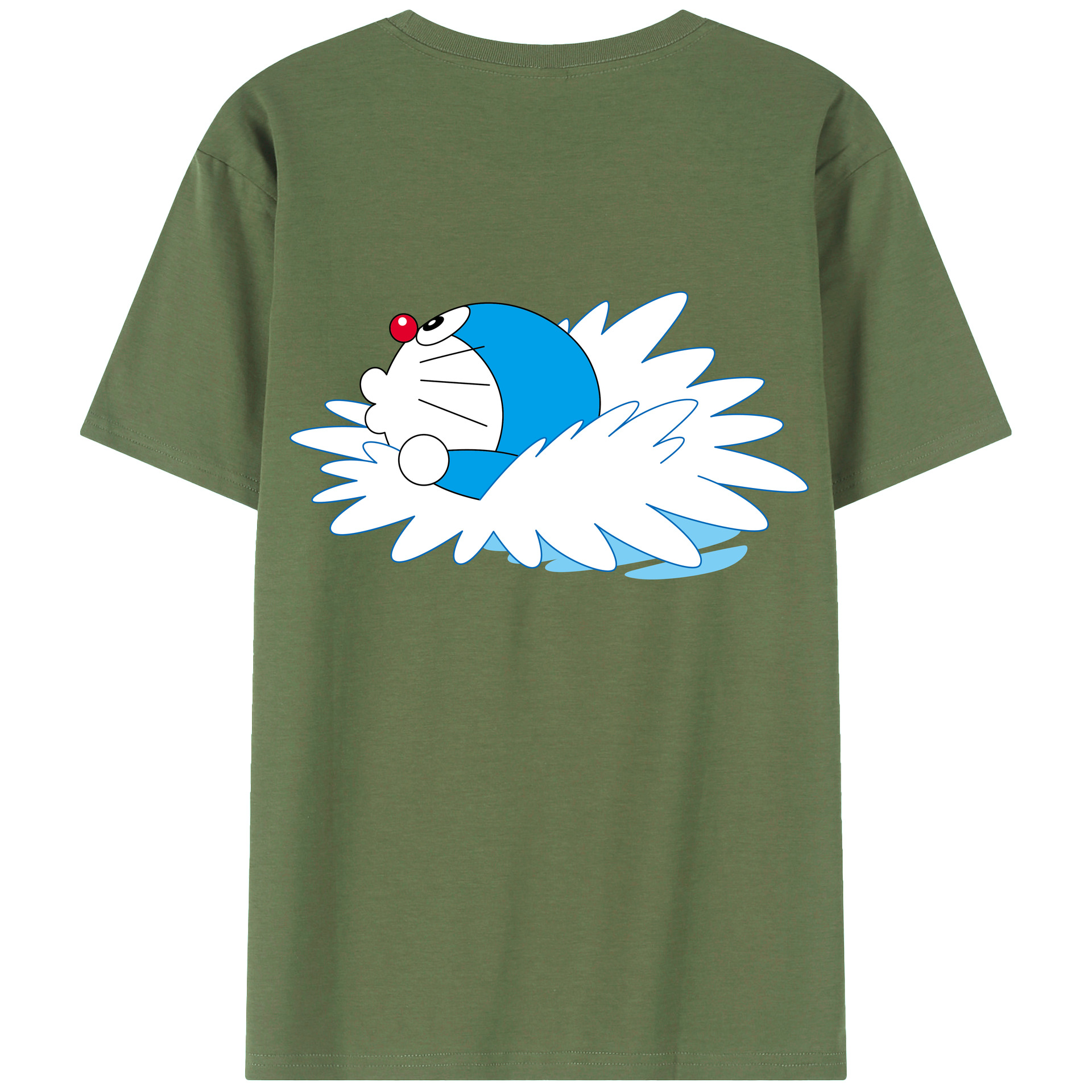 （画像用） ドラえもん Doraemon 綿100％ メンズ半袖Tシャツ（バックプリント） 通気性